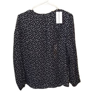 CALVIN KLEIN Jeans Black and White Floral Blouse